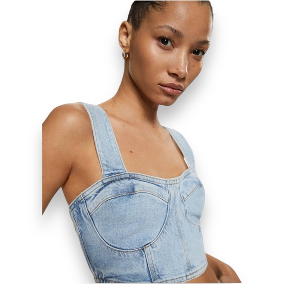 NEW Live 4 Truth Jean Cropped Tank Top Scrunched Back Women’s Size Small - Picture 5 of 8